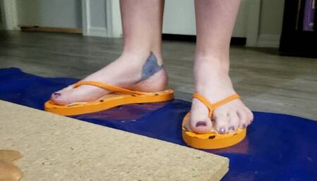Ling Stuck in Sticky Halloween Flip Flops