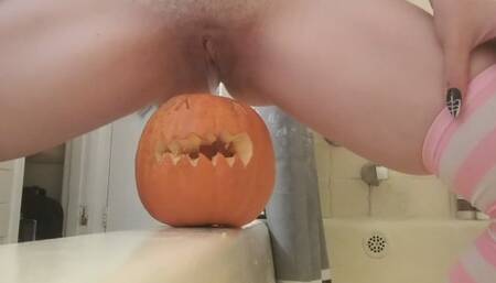 Peeing in a pumpkin