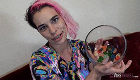 Giantess Vore Menace' Open Mouth Gummy Swallows 720 HD