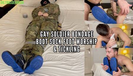 Gay soldier bondage - Boot sock foot worship & tickling