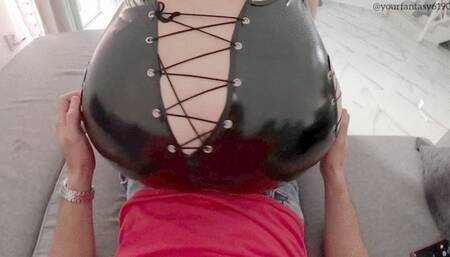 Lap farts from big ass latina in latex suit