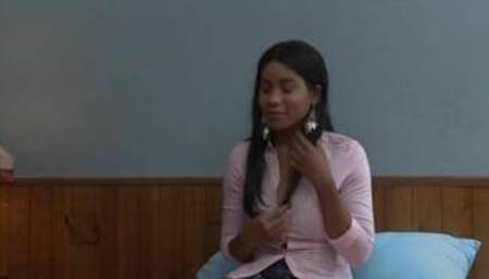 Jenna Foxx and Georgia Jones on a bed in several different lesbian scenes together