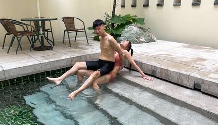 CR148_Sitting on the lap of a bikini goddess & stomach sitting