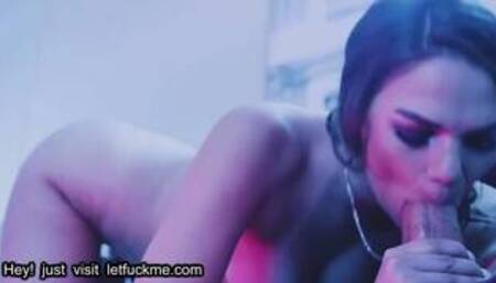 anal sexy blonde deepthroats a big dick in blue light