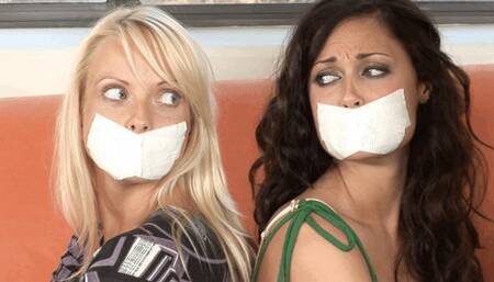 Bound Back To Back By Their Waists, Lovely Ladies Jana Cova And Melissa Jacobs Are Stuck Together!