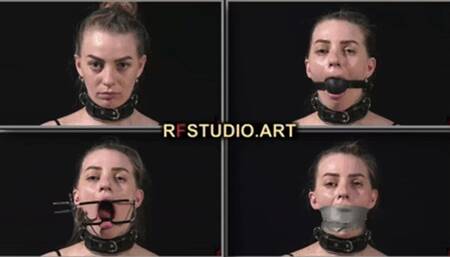 Brittany - Gag test for obedient kneeling slave (FULL HD MP4)