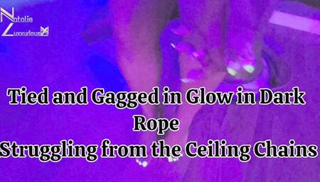Tied & Gagged in Glow in the Dark Rope Bondage from Ceiling 2k