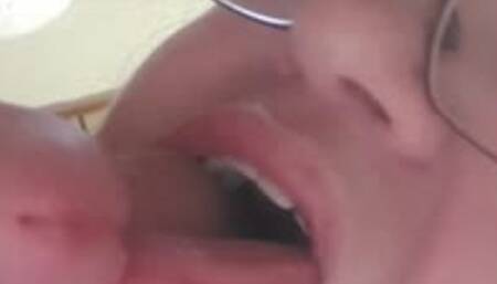 Blowjob on man in adult school uniform tied to bed