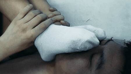 Sit belly smelling stinky socks YCTD12080604