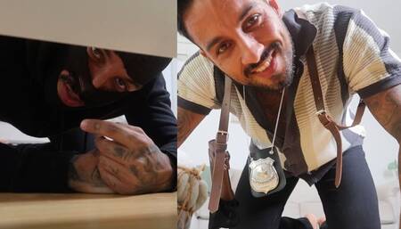 Giant police officer struggling and humiliation - Lalo Cortez