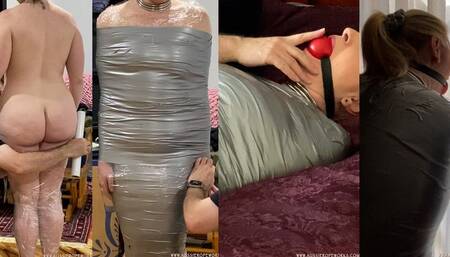 Tapped up in silver tape, hopping around the room and then stuck on the bed being vibed