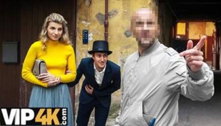 Provocative girl leaves boyfriend alone and gets bonked in bottom