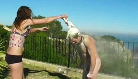 Freezing swimming, eggs and flour - Brutal Princess & osel - MP4 Clip