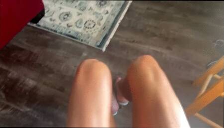 POV Leg Crossing and Flex Wearing High Heels and Barefeet