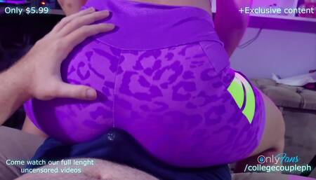 Assjob in Leggings, Then Made Him Cum His Boxers with a Handjob and Licking His Balls
