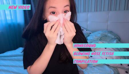 Blowing my nose with a honk sound