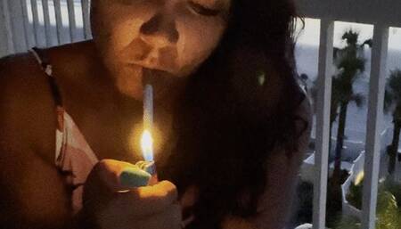 As the Sun rises across the beach Newport 100 smoke