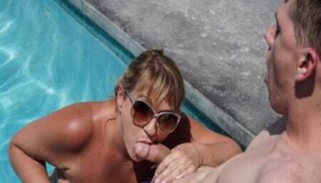 Stepgrandson getting a blowjob and a tity fuck from his stepnana