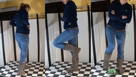 Squeezed out under the wide soles of her winterboots - Cam 3