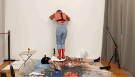 kicking, trampling, bodypainting, rain boots - 1054 Nasty Nastya the art student episode 3 Part 2