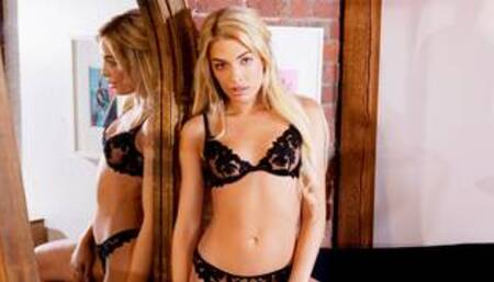 Perfect blonde MILF model Katie Jean showed amazing body in sexy lingerie