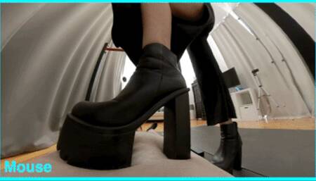 POV kicking and ballbusting, trampling plateau high heels - 1038 Nasty Nastya black boot trampling POV