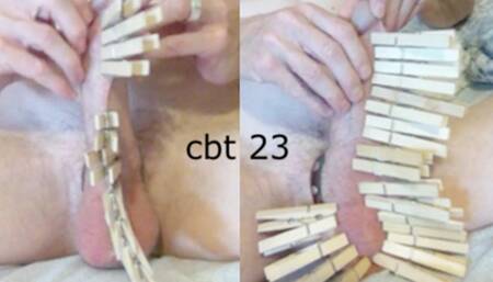 solo cbt 23 - hung solo amateur cbt a bunch more clothespins