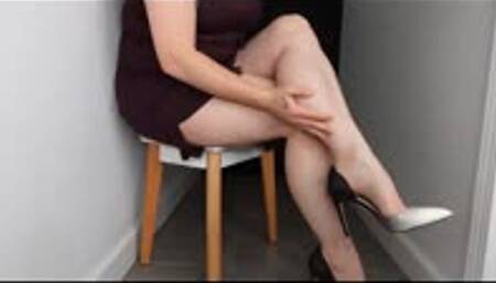 Leg Crossing JOI in Black and White D'Orsay Pumps MP4 640