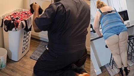 BBW - Caught Perverted plumber sniffing my dirty panty in bathroom, and taught him a lesson - kinky BBW SSBBW POV worship (big butt, big booty, big ass, huge ass, big tits, big boobs, massive ass)