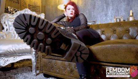 You lick my boots clean! ( Boot Fetish with Madame Moraigh ) - 4K UHD MP4