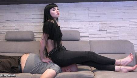 AURA - Under My Tight Jeans - SEXY And CRUEL Facesitting In Jeans