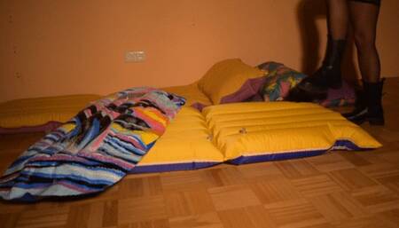 Part 1 Custom video cristinella step her used inflatable pool toys and walk over we her massiv black boots