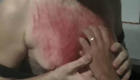 Very rough breast scratching Part 2