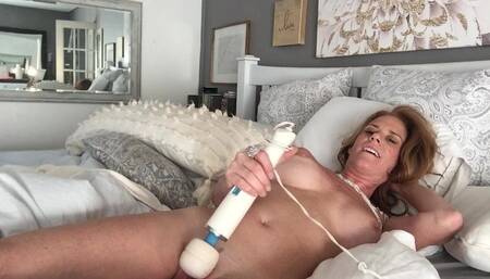 Readhead MILF Pleasing Herself with Hitachi