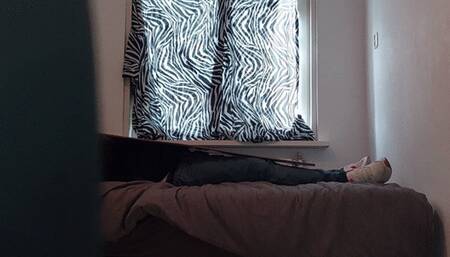 Trampling my slave while he is under a wooden board (full view) High Heels