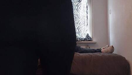 Trampling my slave while he is under a wooden board (full view) PART 2