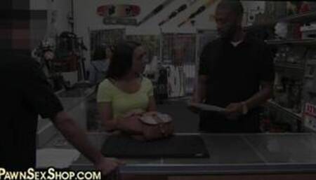 Pawnshop customer cheats and fucks with big cock boss