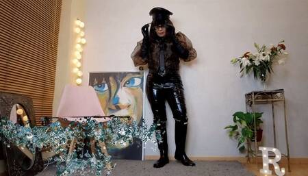 Gagged Rubber slave - opera gloves