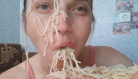 Pasta invasion on the face
