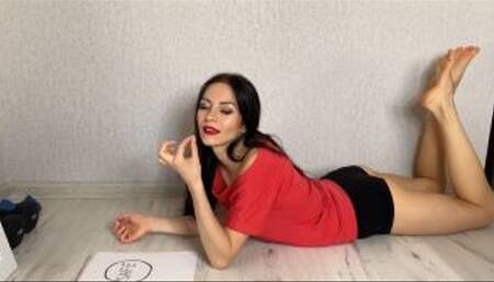 Giantess plays a game with tiny men, tastes and eats them