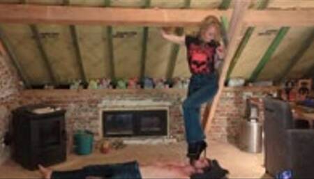 Stomped under the stiletto's of a giantess (full body cam)