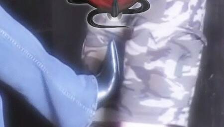 Stable toy under her boot heel