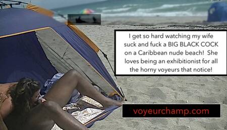 Caribbean Island Nude Beach Sex (Part3) - My Wife Enjoying the ocean, Jerking, Fucking, and Sucking Some More Black Cock In Public! MP4