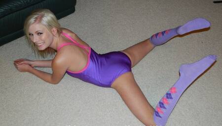 Elaina Raye Teen Tight Purple One Piece Swimsuit and Kneesocks with Power Control Dick Teasing Jerk Off Encouragement! "So I want to play a game with you! I want you to do exactly what I tell you to do!"