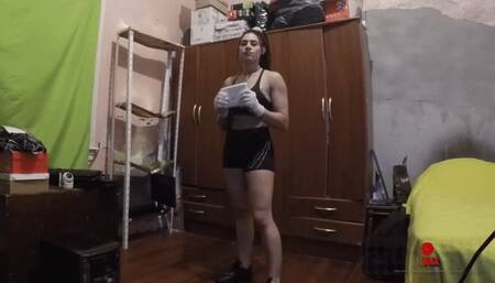 Fluffy destroys a tablet with her powerful muscles WMV 720 CAM 1