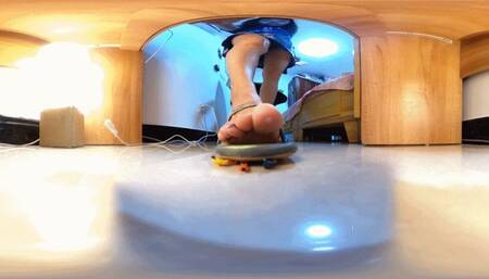 Three European slaves under the feet of the office hostess 360VR MP4