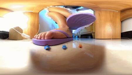 Three slaves under the flip-flops office 360VR MP4