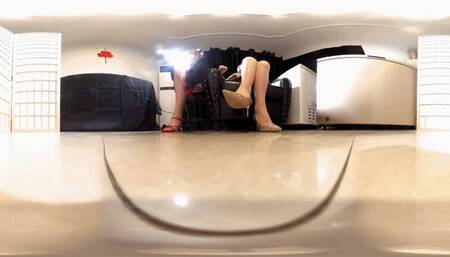 LILI and CC High Heels Shame Dwarf Slaves 360VR MP4