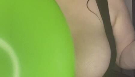 Step to pop on balloons in leggings