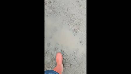 Red Hunter Wellies Boot Walk in the Mud, Wet, Windy Countryside